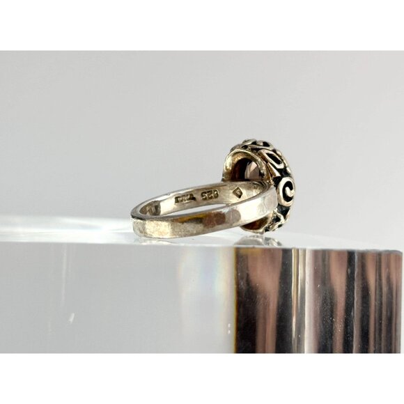 Smokey Quartz Abstract SW Style 925 Sterling Silver Vintage Ring - sz 7.25 - Picture 5 of 15